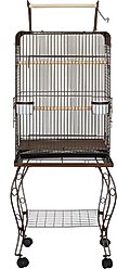 YML Open Play Top Bird Cage with Wheeled Stand, 20-in, Copper