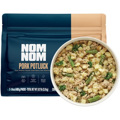 Nom Nom Nom Nom Freshly-Made Frozen Grain-Free Pork Potluck Dog Food, 14-oz pouch, bundle of 14