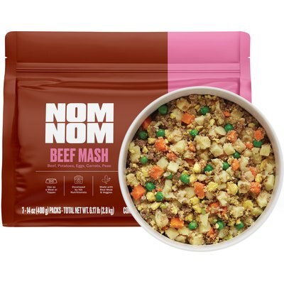 Nom Nom Nom Nom Freshly-Made Frozen Grain-Free Beef Mash Dog Food, 14-oz pouch, bundle of 14
