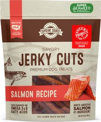 Supreme Source Savory Jerky Cuts Salmon Recipe Jerky Dog Treats, 10-oz bag