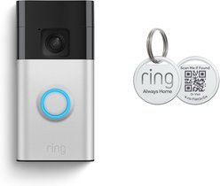 Ring Doorbell with Pet Tag WiFi Pet Camera Bundle, Satin Nickel