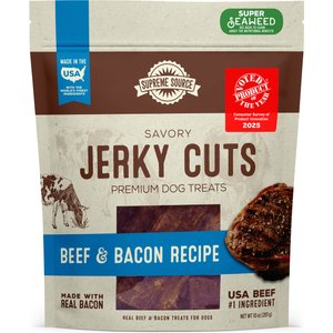 Supreme Source Savory Jerky Cuts Beef & Bacon Recipe Jerky Dog Treats, 10-oz bag