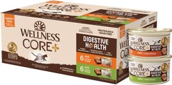 Wellness CORE+ Digestive Health Chicken & Turkey Pate Variety Pack Grain-Free Natural Wet Cat Food, 3-oz can, case of 12