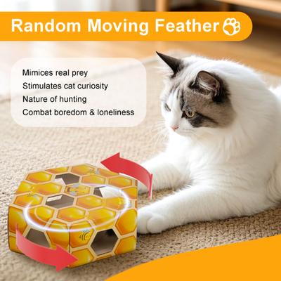 Show full view: allforpaws Modern Cat Peek'A'Pounce Fuzzy Hive Cat Toy, Yellow slide 3 of 7