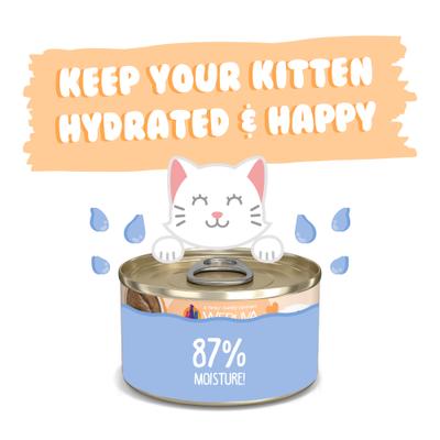 Show full view: Weruva Kitten Tuna & Salmon Formula in a Hydrating Puree Wet Cat Food, 3-oz can, case of 12 slide 7 of 12
