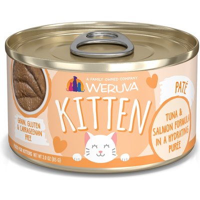 Weruva Weruva Kitten Tuna & Salmon Formula in a Hydrating Puree Wet Cat Food, 3-oz can, case of 12