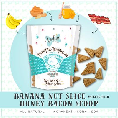Show full view: The Lazy Dog Cookie Co. Pup-PIE & Ice Cream Slices Banana Nut with Honey & Bacon Dog Treats, 5-oz pouch slide 3 of 6