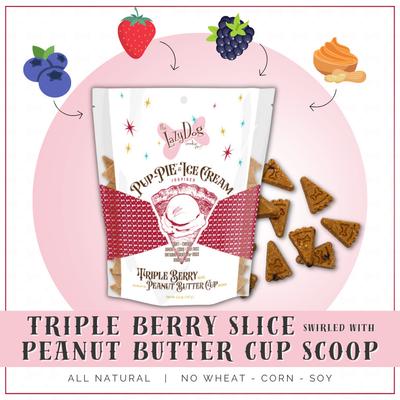 Show full view: The Lazy Dog Cookie Co. Pup-PIE & Ice Cream Slices Triple Berry with Peanut Butter Dog Treats, 5-oz pouch slide 3 of 6