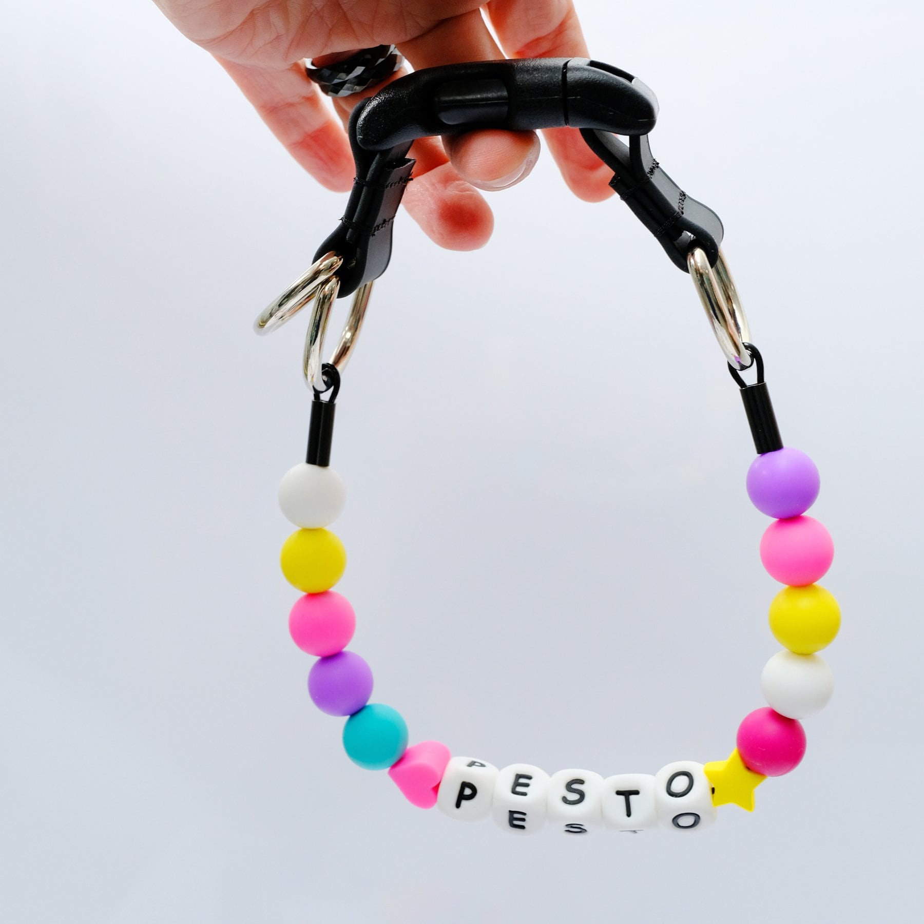 Mimi Green Personalized Single Strand Beaded Friendship Bracelet Dog Collar, 14-in neck, 3/4-in wide