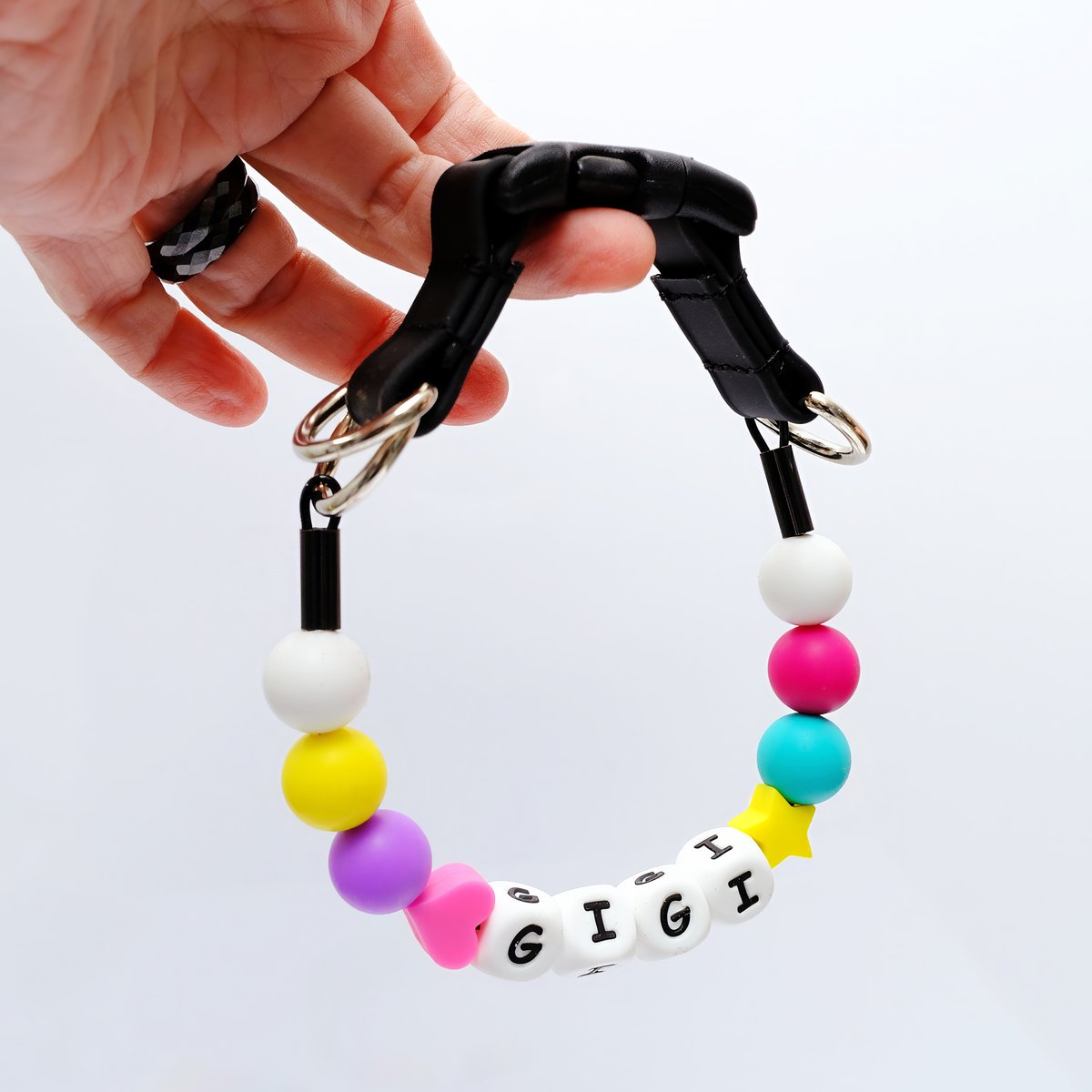 Mimi Green Personalized Single Strand Beaded Friendship Bracelet Dog Collar, 12-in neck, 5/8-in wide