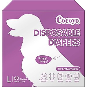 COCOYO Super Absorbent Disposable Female Dog Diapers, Large: 18 to 27-in waist, 60 count