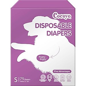 COCOYO Super Absorbent Disposable Female Dog Diapers, Small: 12 to 20-in waist, 75 count