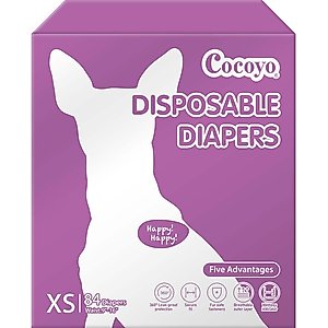 COCOYO Super Absorbent Disposable Female Dog Diapers, X-Small: 9 to 16-in waist, 84 count