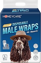 HoneyCare Disposable Male Dog Wraps, Large: 25 to 29.5-in waist, 40 count