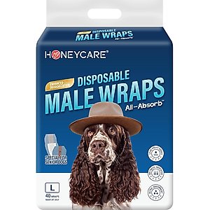 HoneyCare Disposable Male Dog Wraps, Large: 25 to 29.5-in waist, 40 count