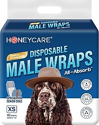 HoneyCare Disposable Male Dog Wraps, X-Small: 6 to 13-in waist, 40 count