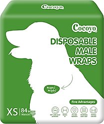 COCOYO Super Absorbent Disposable Male Dog Wraps, X-Small: 6 to 13-in waist, 84 Count
