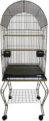 YML Round Top Bird Cage with Wheeled Stand, Gold