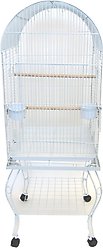 YML Round Top Bird Cage with Wheeled Stand, White