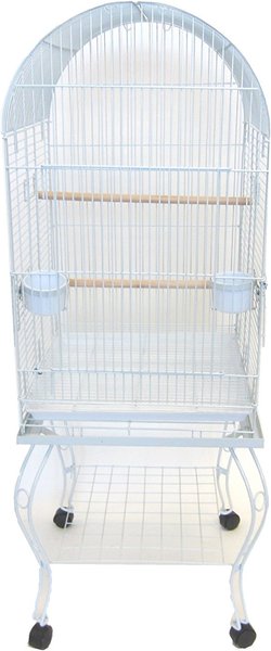 Show full view: YML Round Top Bird Cage with Wheeled Stand, White slide 1 of 1