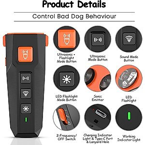 VIVIPAL 2-in1 Ultrasonic Indoor/Outdoor Dog Bark Deterrent Device