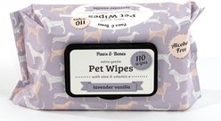 PAWS & BONES Extra-Gentle Lavender Vanilla Dog & Cat Wipes, 110 count