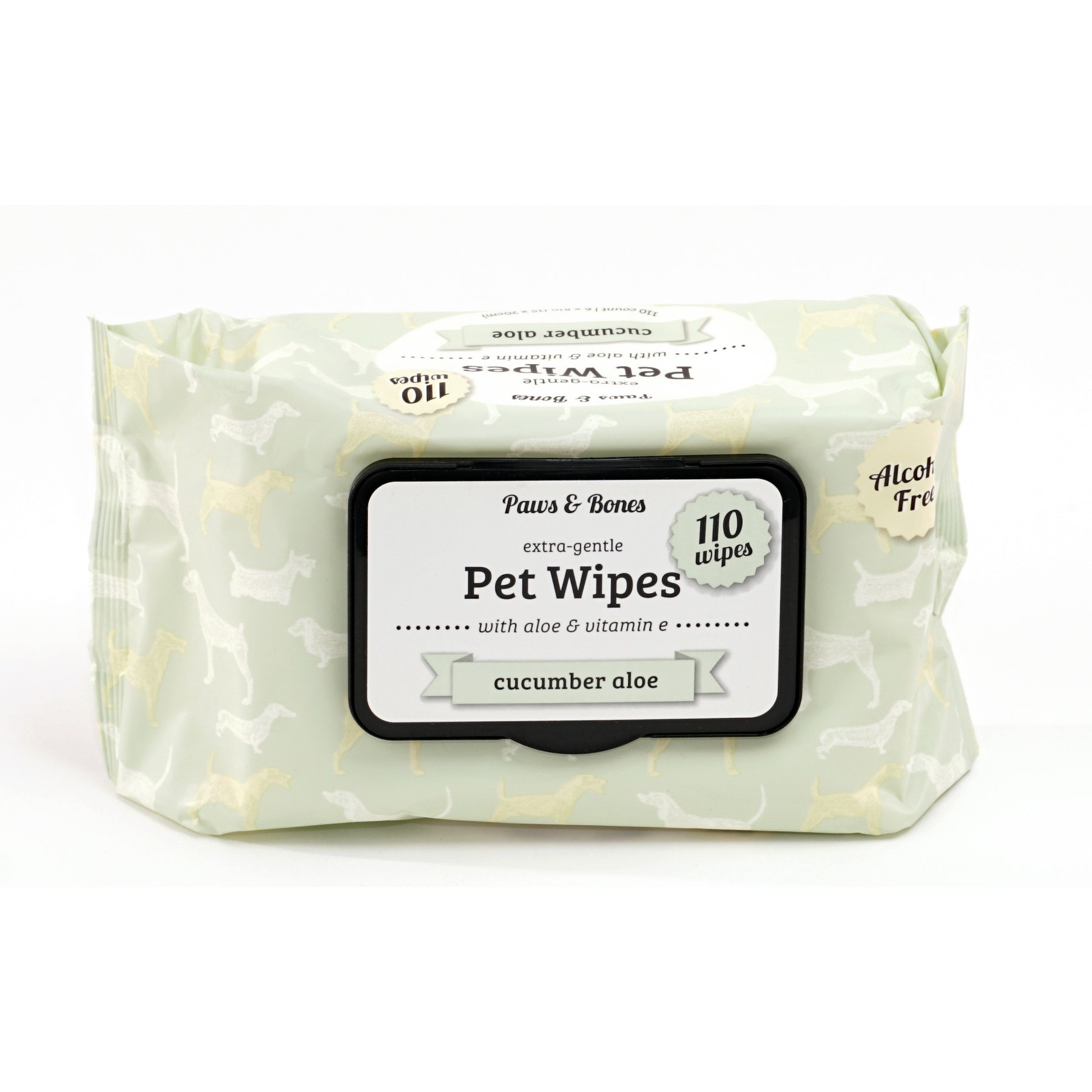 PAWS & BONES Extra-Gentle Cucumber Aloe Dog & Cat Wipes, 110 count