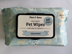 PAWS & BONES Extra-Gentle Unscented Dog & Cat Wipes, 110 count