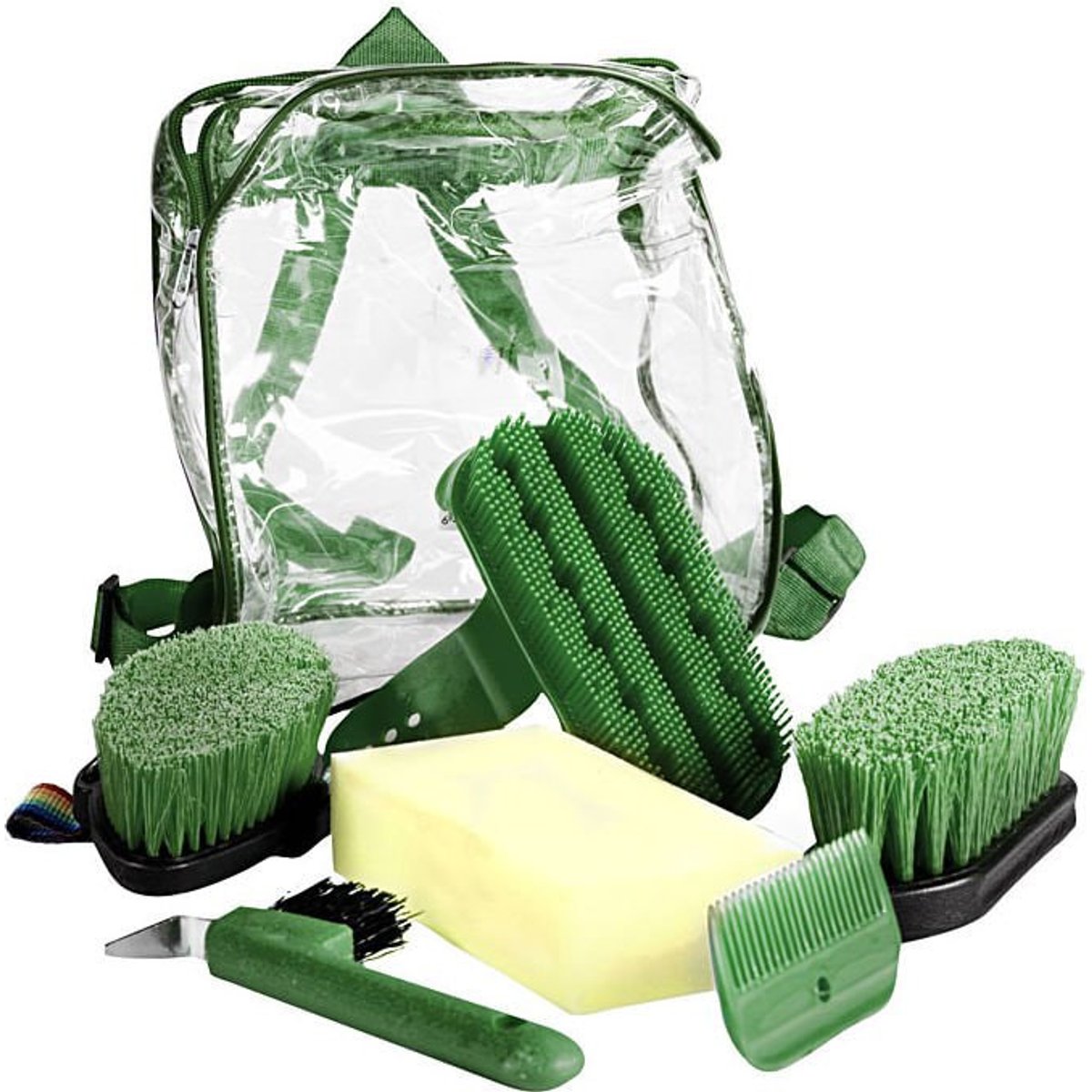 Horze Soft Grip Horse Grooming Backpack Set, Dark Green