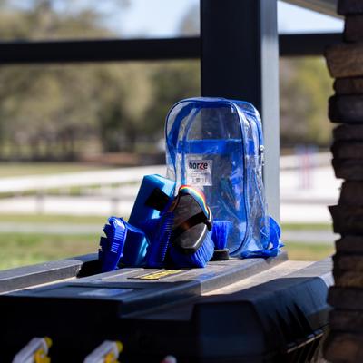 Show full view: Horze Soft Grip Horse Grooming Backpack Set, Blue slide 3 of 3