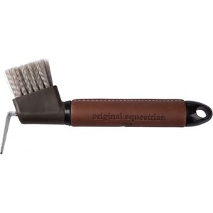 Horze Maddox Leather Handle Horse Hoof Pick, Dark Brown