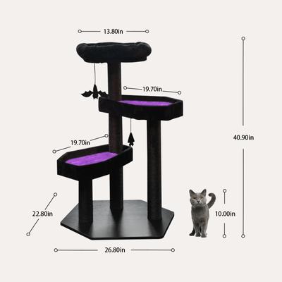 Show full view: Happy & Polly Gothic Style 41.3-in Removable Cushion Plush Cat Tree, Purple, Large slide 7 of 10