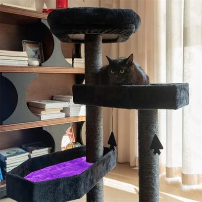 Show full view: Happy & Polly Gothic Style 41.3-in Removable Cushion Plush Cat Tree, Purple, Large slide 2 of 10