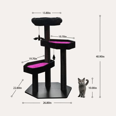 Show full view: Happy & Polly Gothic Style 41.3-in Removable Cushion Plush Cat Tree, Pink, Large slide 9 of 12