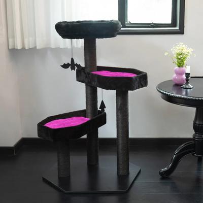 Show full view: Happy & Polly Gothic Style 41.3-in Removable Cushion Plush Cat Tree, Pink, Large slide 4 of 12