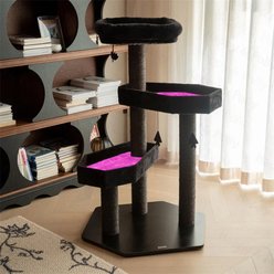 Happy & Polly Gothic Style 41.3-in Removable Cushion Plush Cat Tree, Pink, Large