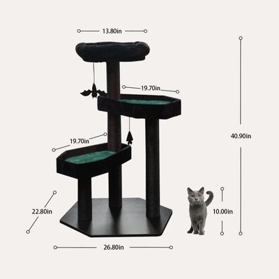 Show full view: Happy & Polly Gothic Style 41.3-in Removable Cushion Plush Cat Tree, Green, Large slide 9 of 12