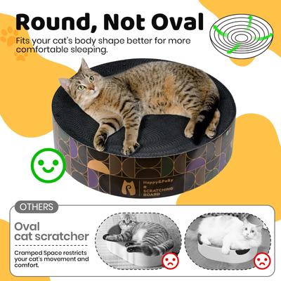 Show full view: Happy & Polly Double-Sided Round Cat Scratcher Bed Toy, Set of 2, Black/White slide 6 of 10