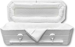 Titan Casket Faux Lambskin Wood Pet Casket, White, 2-ft