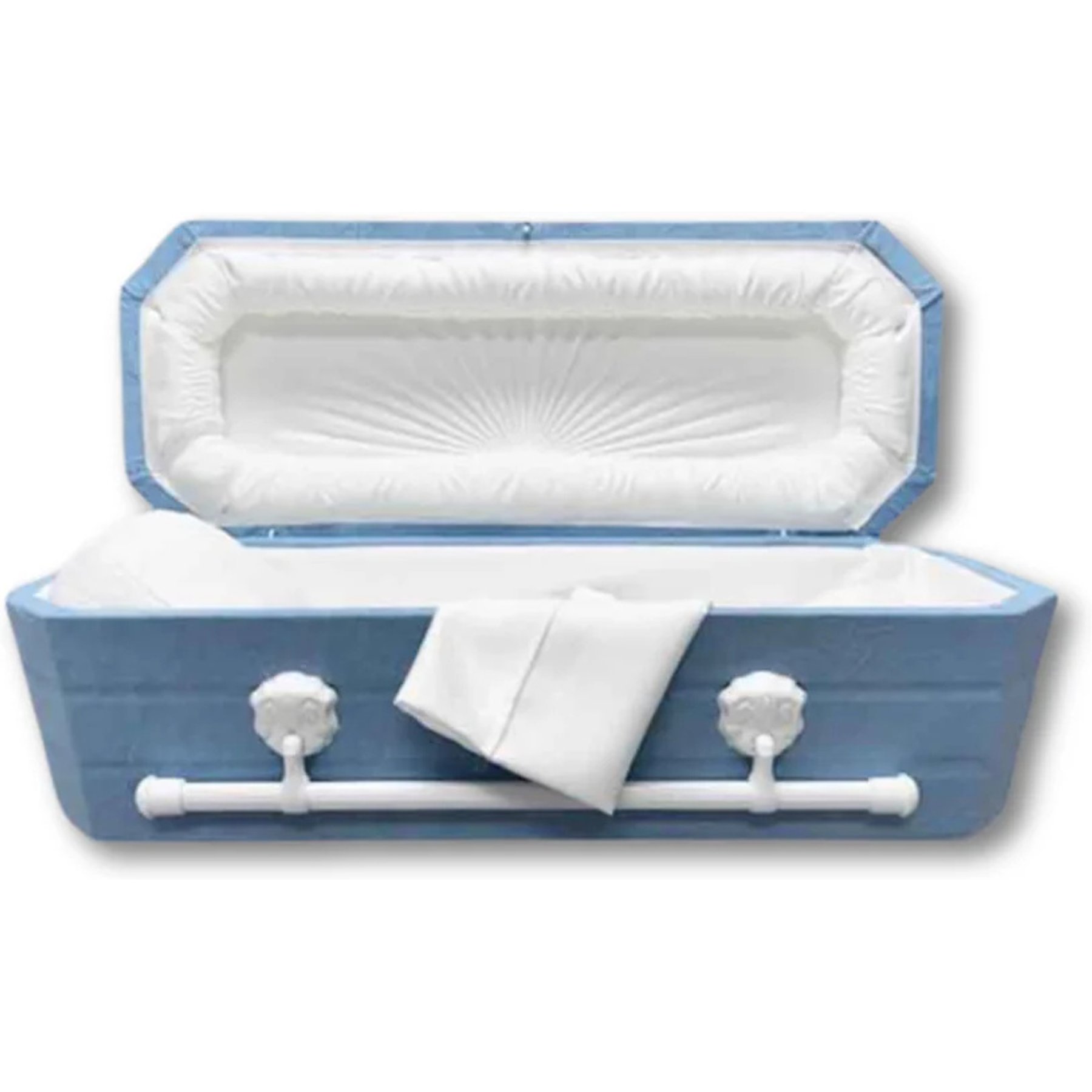 Titan Casket Faux Lambskin Wood Pet Casket, Light Blue, 3-ft