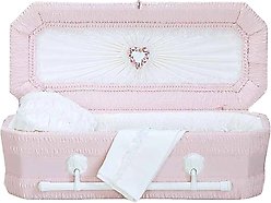 Titan Casket Premium Cloth Covered Wood Pet Casket, Pink, 2-ft