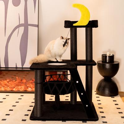 Show full view: Happy & Polly Nightfall 40-in Plush Cat Tree, Black slide 5 of 11