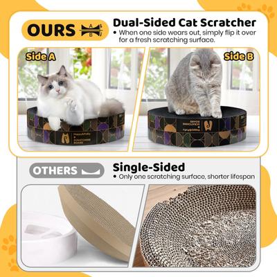 Show full view: Happy & Polly Double-Sided Round Cat Scratcher Bed Toy, Set of 2, Black/White slide 8 of 10