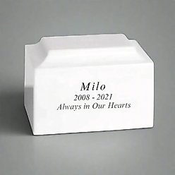 Titan Casket White Paw Cultured Marble Pet Urn, White, Regular