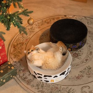 Happy & Polly Round Cat Scratching Pad, White