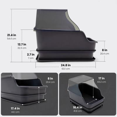 Show full view: Mr. Catman Sifting Litter Box with Sifter Pan & Waste Storage Tray, Dark Grey, X-Large slide 2 of 10
