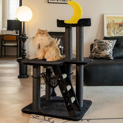Show full view: Happy & Polly Nightfall 40-in Plush Cat Tree, Black slide 3 of 11