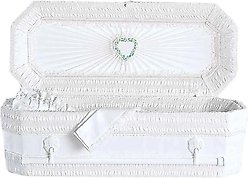 Titan Casket Premium Cloth Covered Wood Pet Casket, White, 1-ft 9-in