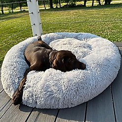 Dog Palace Deluxe Calming Dog Bed, Light Grey, Colossal slide 2 of 7