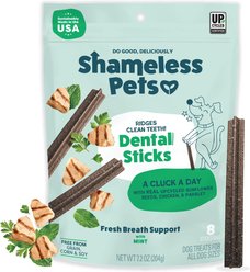 Shameless Pets Dental Sticks Chicken & Mint Dog Treats, 8 count